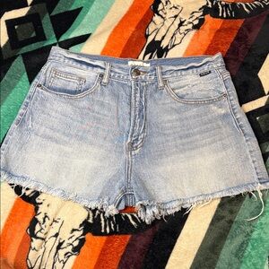 CELLO LARGE Casual Light Blue Frayed Hem Jean Shorts